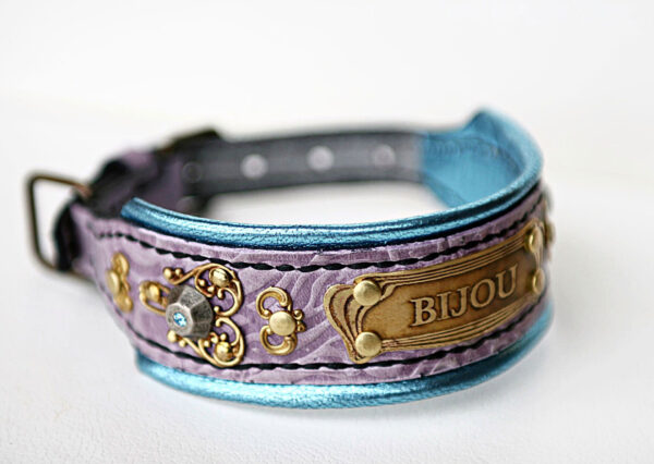 Bling dog collar with name ROCOCO by SAURI