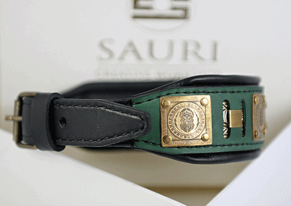 Custom engraved leather dog collar ZEUS by SAURI