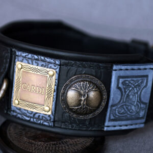 Designer luxury black and grey dog collar by Workshop Sauri