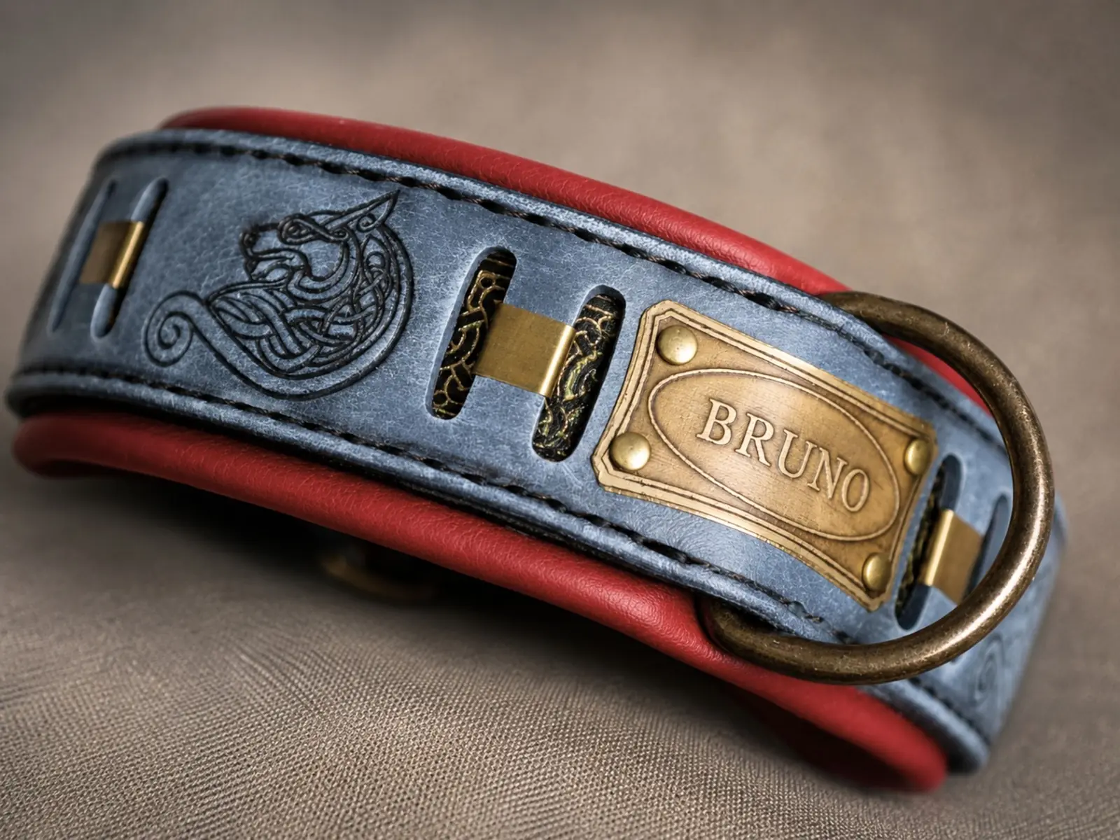 Fenrir gray norse mythology dog collar with name by SAURI