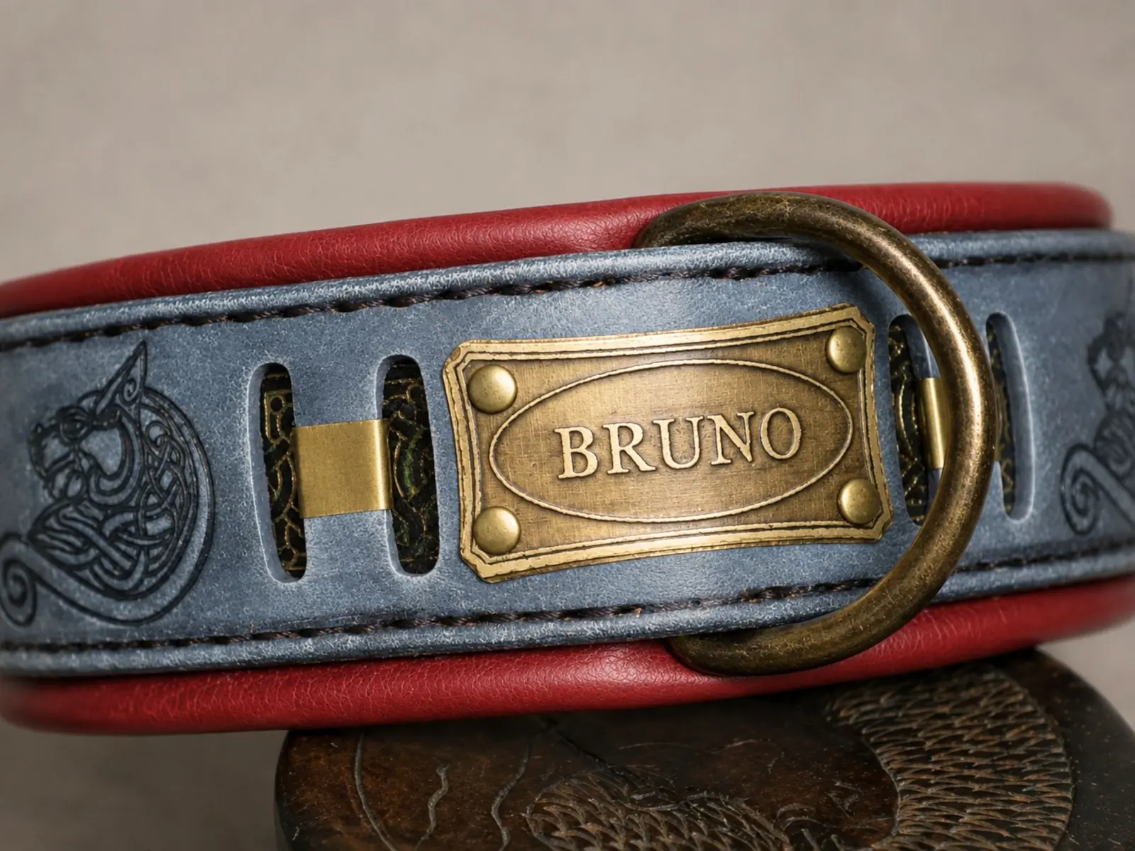 Fenrir gray viking dog collar with name by SAURI
