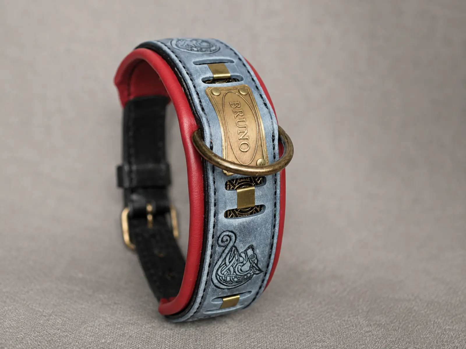 Fenrir gray wolf themed dog collar with name by SAURI