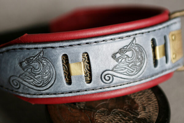 GRAY FENRIR fancy dog collar with name by Workshop Sauri