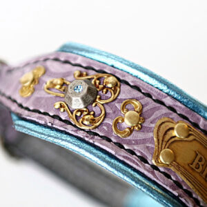 Lavender leather bling dog collar with name by SAURI