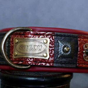 Luxury dog show collar with name and filigree CAROLINGIAN by SAURI