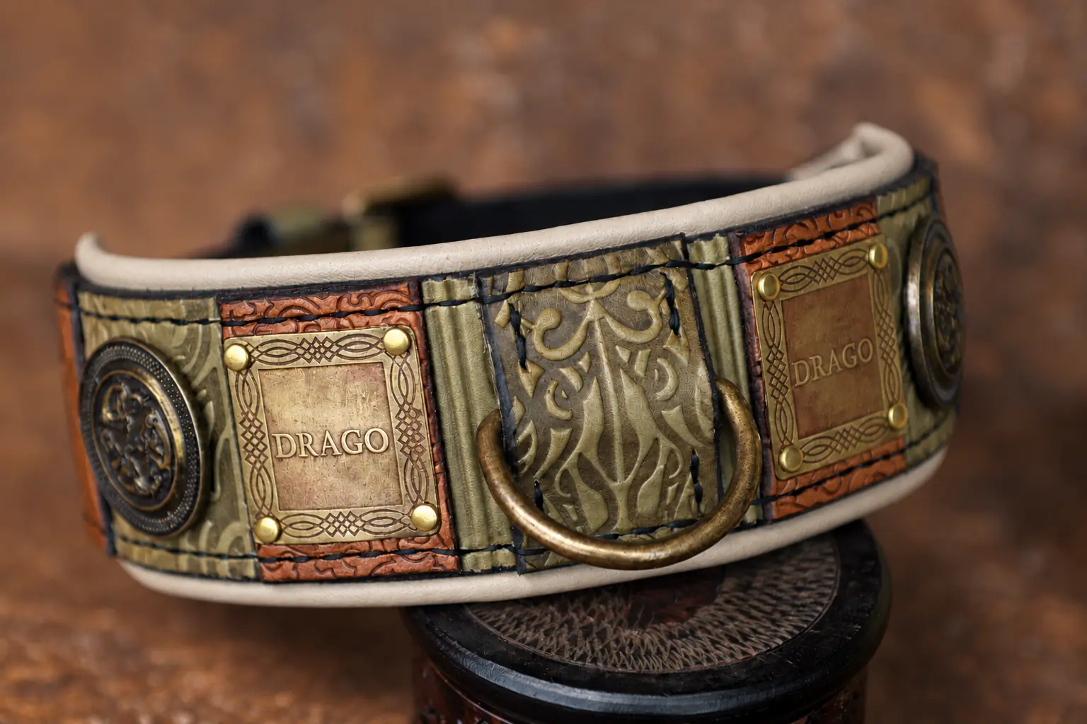 Personalized leather dog collar Green Imperial by SAURI