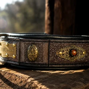Personalized rustic leather dog collar SARDI by SAURI