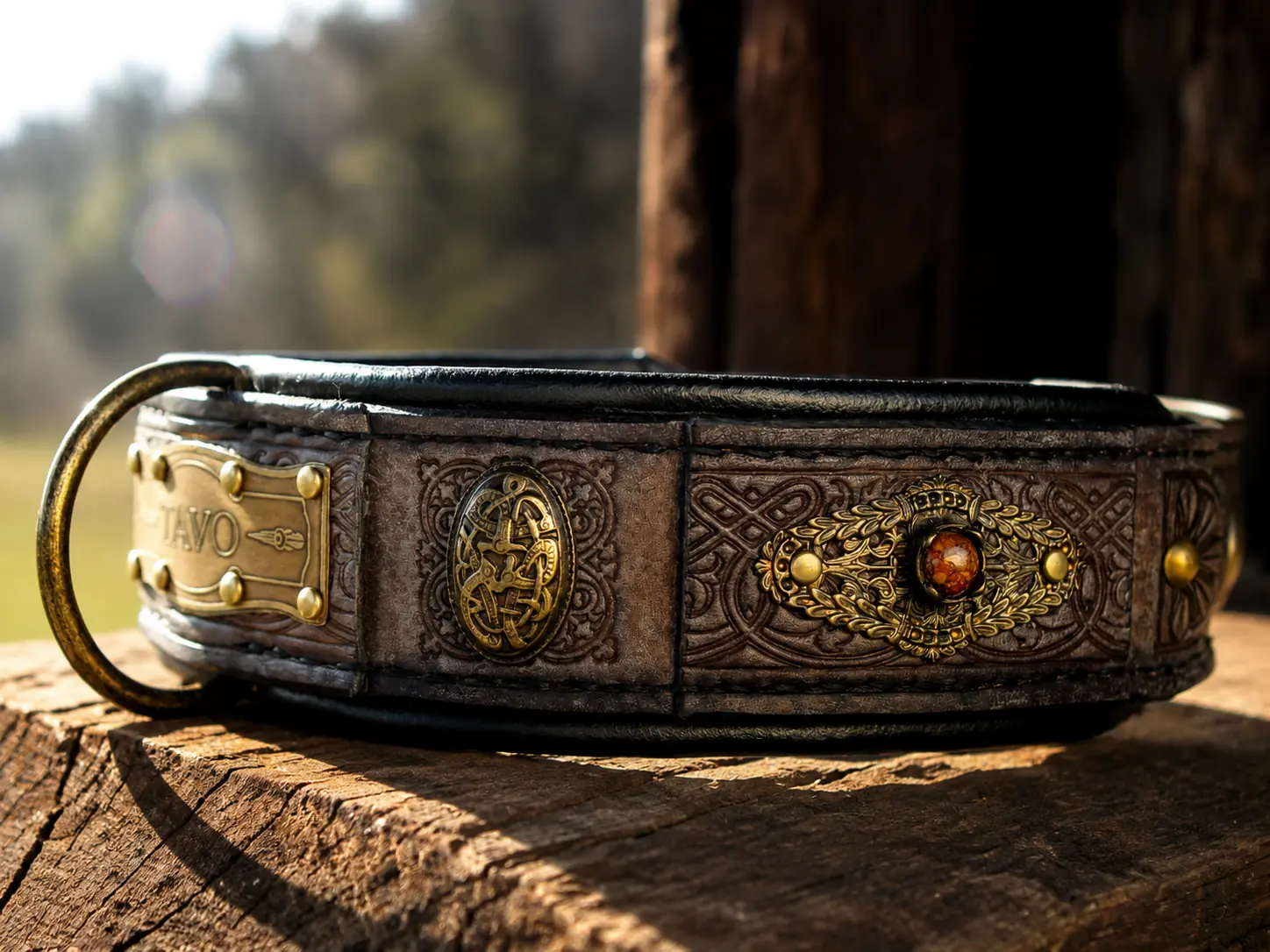 Personalized rustic leather dog collar SARDI by SAURI