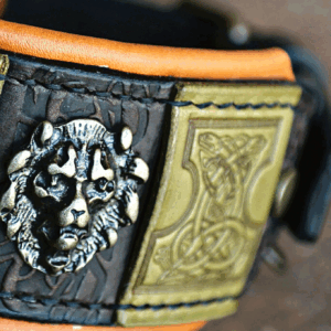 Personalized dog collar with lions SIMHA by SAURI