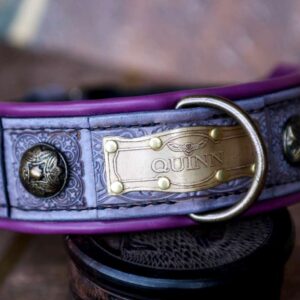 Personalized purple dog collar by Workshop Sauri