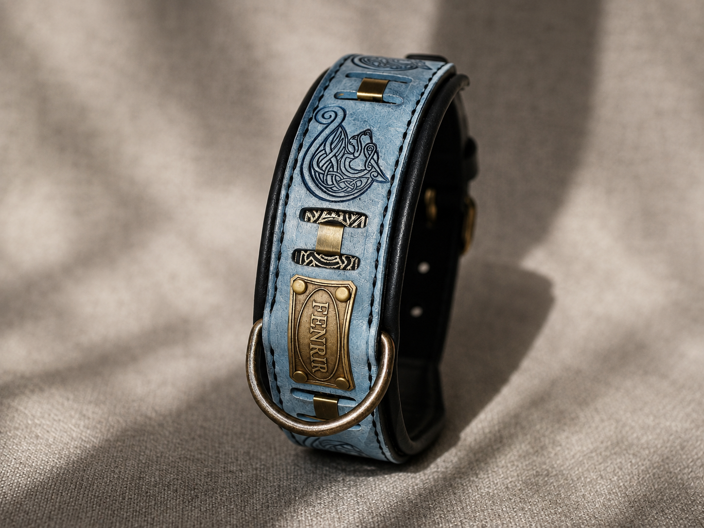 Personalized viking dog collar with wolves FENRIR by SAURI