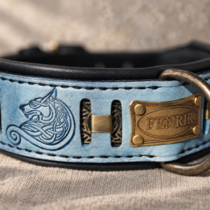 Personalized wolf themed dog collar FENRIR by SAURI