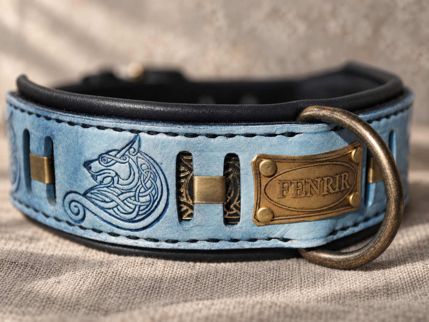 Personalized wolf themed dog collar FENRIR by SAURI