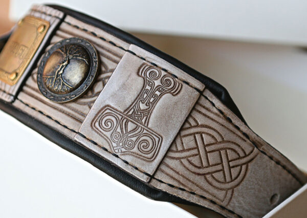 Quiet luxury XL Viking dog collar with name THOR by SAURI
