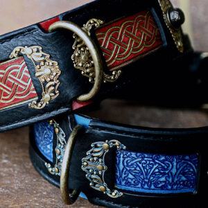Unique leather dog collar with filigree large breeds SERAPHIM by SAURI