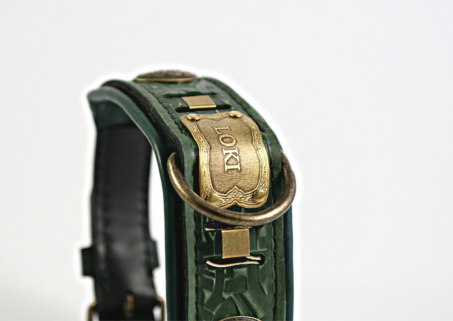 LOKI Viking dog collar with nameplate Sauri Dog Collars
