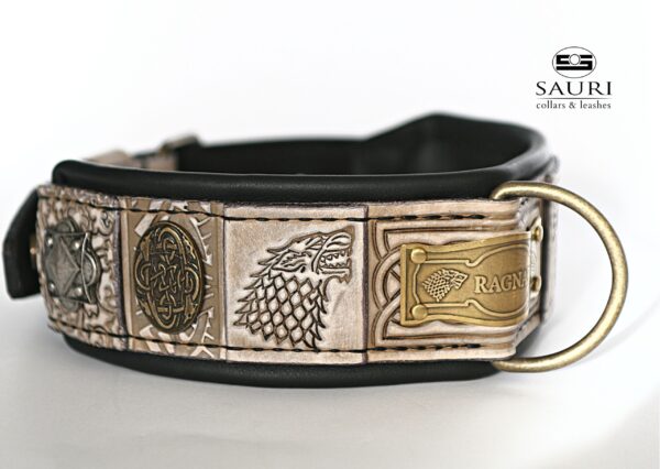 Viking warrior handmade leather dog collar with name by SAURI scaled 1