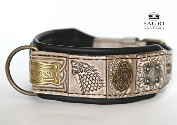 Viking warrior leather dog collar RAGNAR with name by SAURI scaled 1