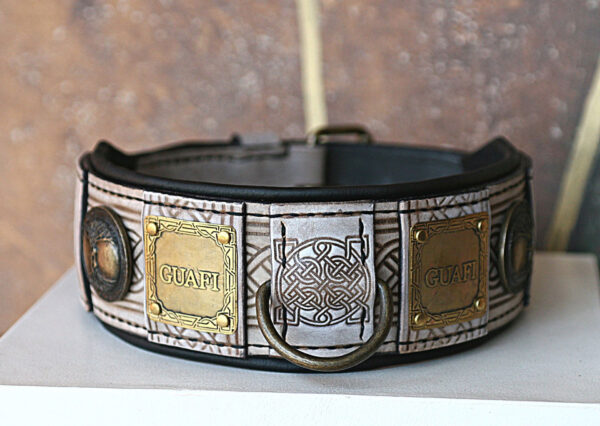 XL extra strong Viking dog collar with name THOR by SAURI