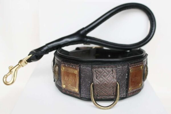 padded leather dog collar handmade by workshop sauri