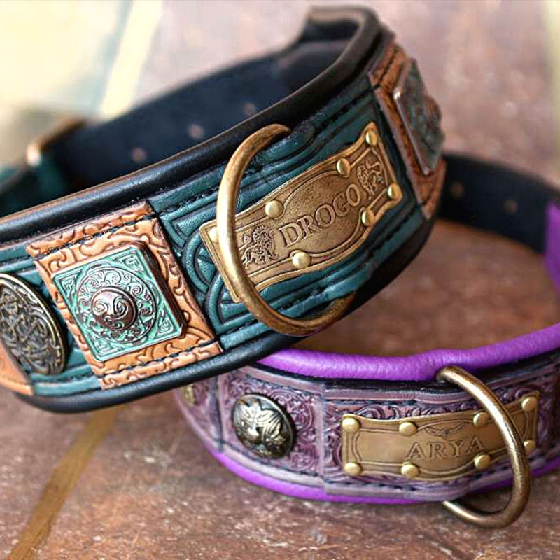 Personalized and custom made dog collars for medium sized dogs