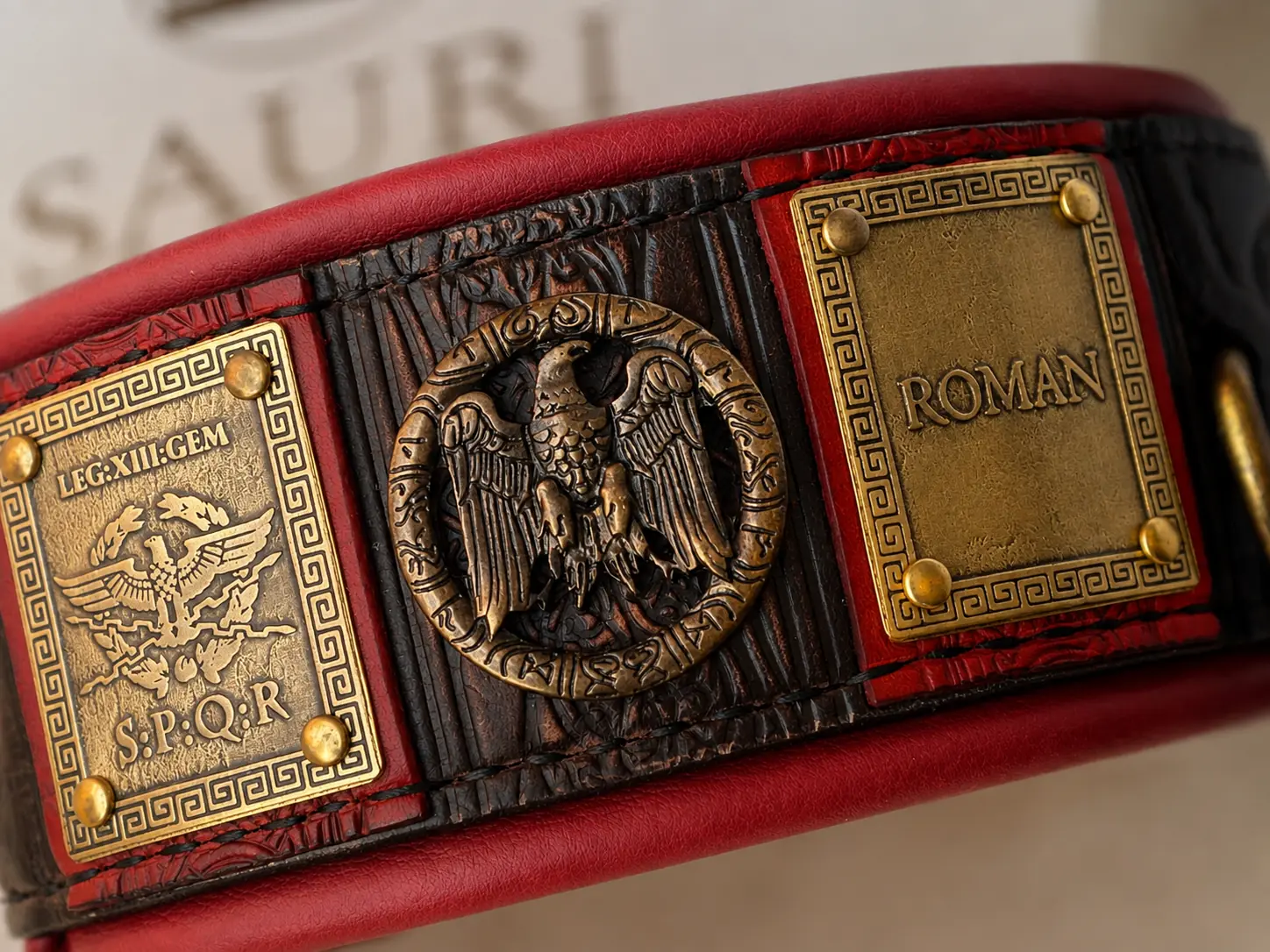 Personalized Roman dog collar by SAURI