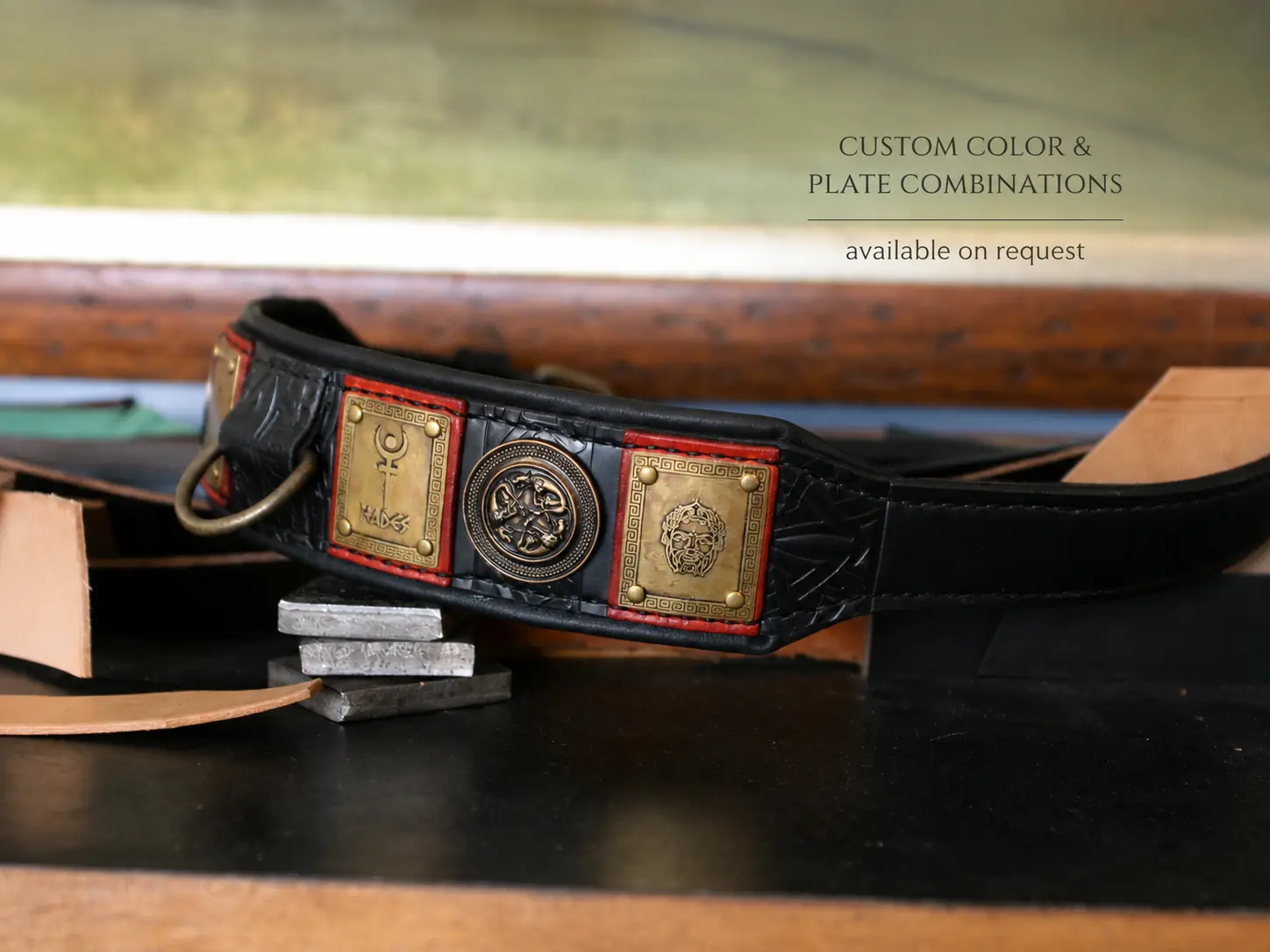 Roman dog collar custom options by SAURI